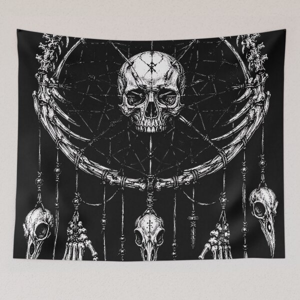Item preview, Gothic Dreamcatcher Skull Shamanic Totem Raven Bone designed and sold by DarkOriginArts.