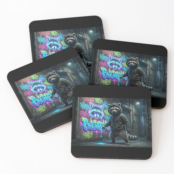 Item preview, Graffiti Raccoon: Street Art in Neon Glow designed and sold by Wild Hare.