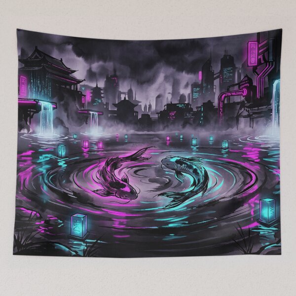 Item preview, Cyberpunk Koi Fish Neon Yin Yang Art designed and sold by Osmose-Studio.