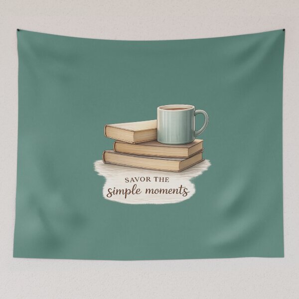 Item preview, Savor the Simple Moments – Cozy Coffee & Books Illustration designed and sold by RosalesArts.