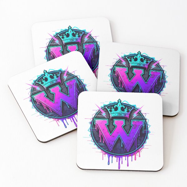 Item preview, Crown letter W esports emblem synthwave neon gaming badge winner grunge logo designed and sold by icemanphotos.
