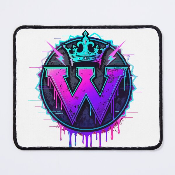 Item preview, Crown letter W esports emblem synthwave neon gaming badge winner grunge logo designed and sold by icemanphotos.