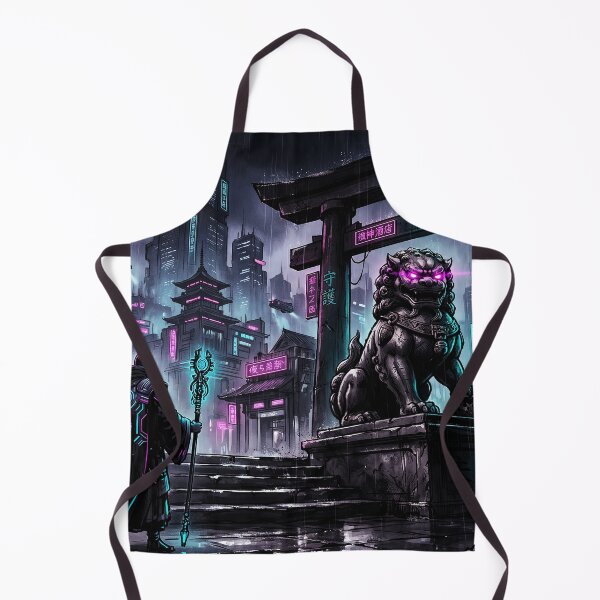 Item preview, Cyberpunk Guardian Lion Torii Gate Sci-Fi Art designed and sold by Osmose-Studio ⭐⭐⭐⭐⭐.