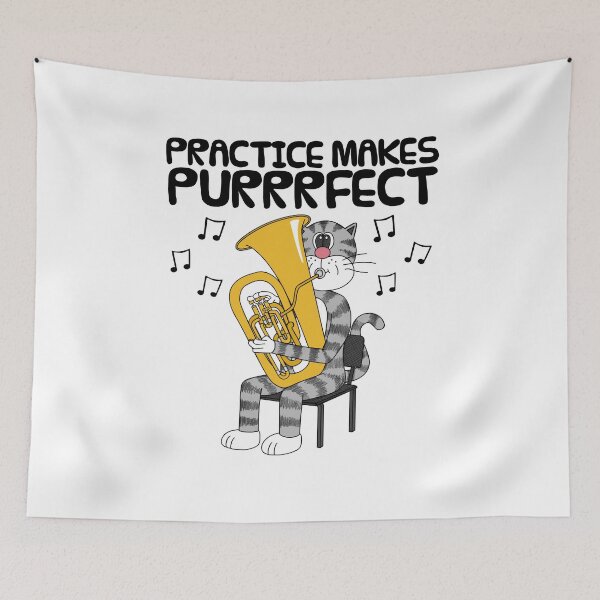 Item preview, Cat Playing Tuba, Practice Makes Purrrfect, Tubaist Musician designed and sold by doodlerob.