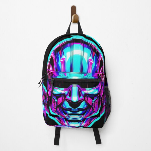Item preview, Chrome Neon Samurai Mask Sticker | Cyberpunk Synthwave Art designed and sold by Bismillah-Najah.