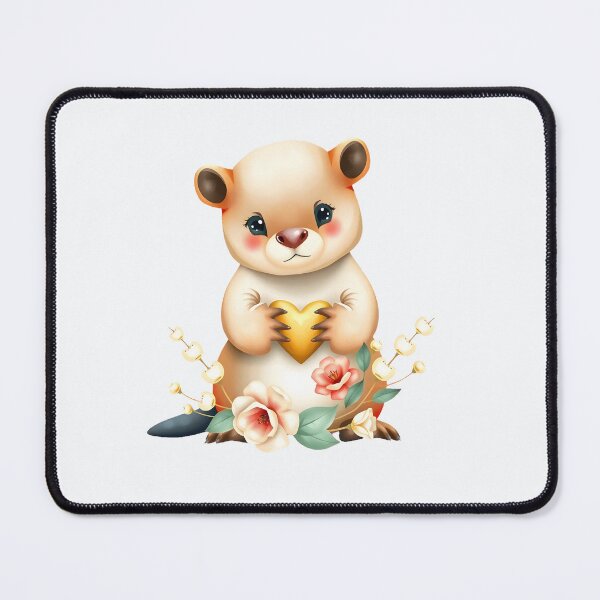 Item preview, Cute Baby Platypus Holding Golden Heart With Flowers designed and sold by Passionread.