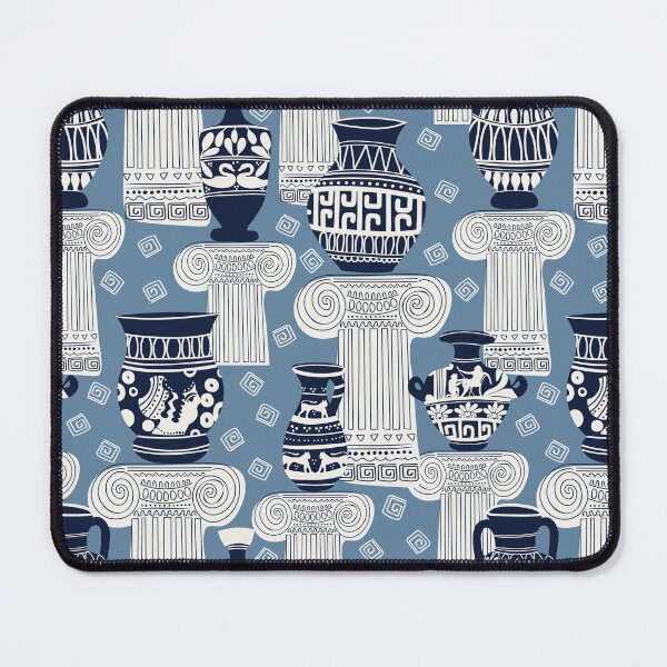 Item preview,  Ancient Greek Pottery and Columns Pattern Slate Blue designed and sold by Claudia S. Design.