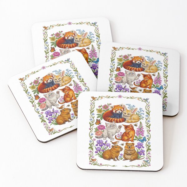 Item preview, Cute baby animals in Floral Garden Border designed and sold by TeeARTHY.