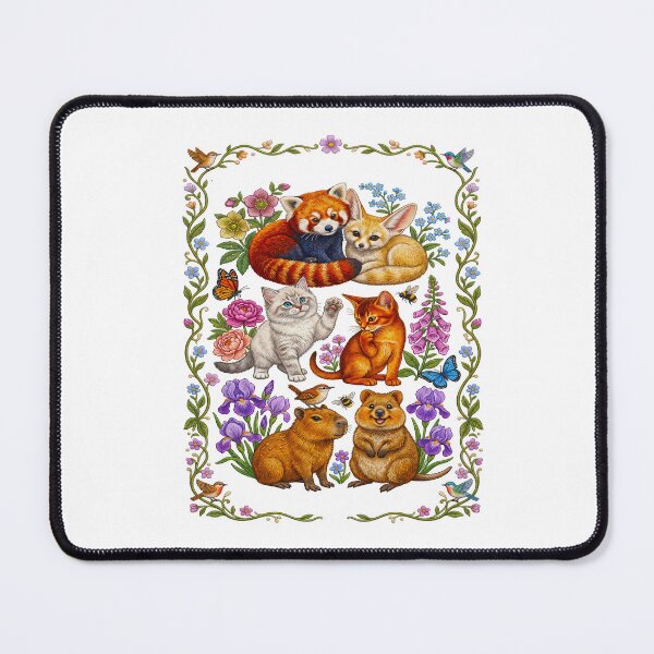 Item preview, Cute baby animals in Floral Garden Border designed and sold by TeeARTHY.