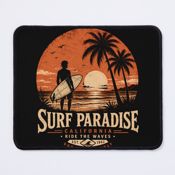 Item preview, Surf Paradise California Vintage Sunset Surfer T-Shirt Design designed and sold by saamessart.