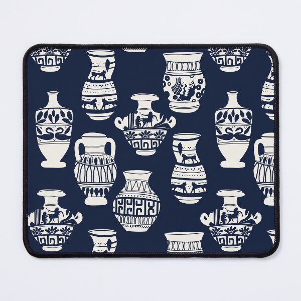 Item preview, Classical Greek Amphorae Vases Pattern Navy Blue designed and sold by Claudia S. Design.