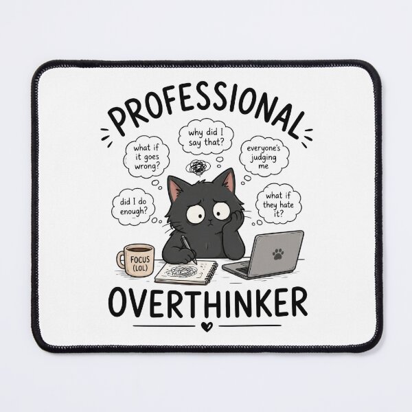 Item preview, Professional Overthinker Funny Black Cat Design designed and sold by INVITOARTE.