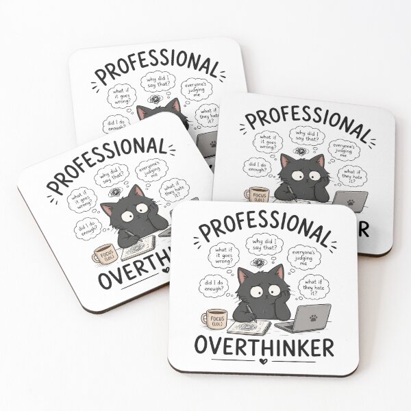 Item preview, Professional Overthinker Funny Black Cat Design designed and sold by INVITOARTE.