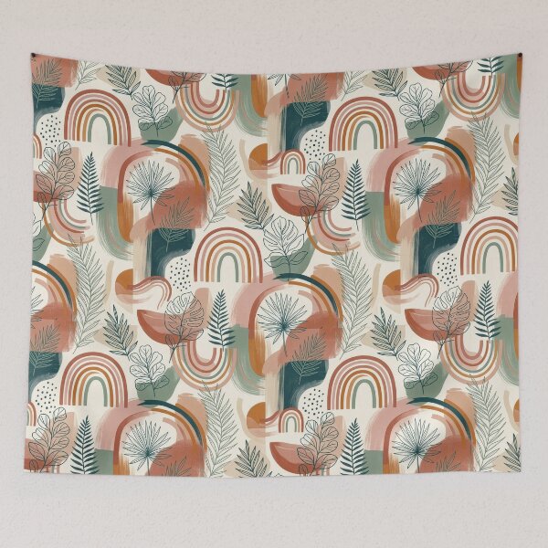 Item preview, abstract floral arc rainbow pattern designed and sold by Kate1art.