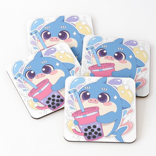 Item preview, Kawaii Shark With Boba Sticker designed and sold by inkfusionhub99.