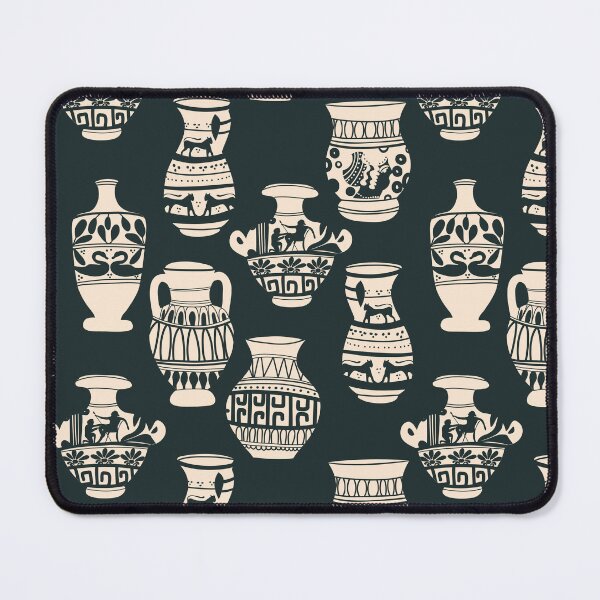 Item preview, Classical Greek Amphorae Vases Pattern Charcoal Black designed and sold by Claudia S. Design.