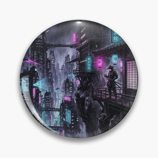 Item preview, Cyberpunk Samurai Tea House Neon City Art designed and sold by Osmose-Studio.