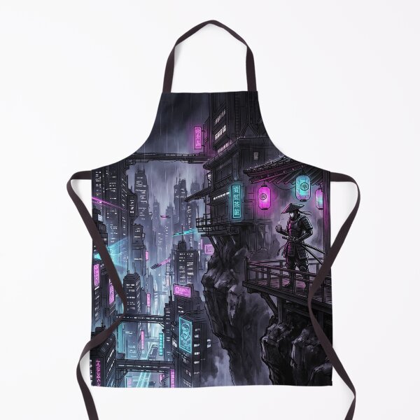 Item preview, Cyberpunk Samurai Tea House Neon City Art designed and sold by Osmose-Studio.
