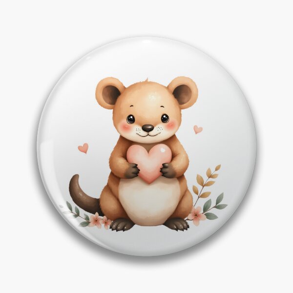 Item preview, Cute Baby Platypus Hugging Pink Heart With Flowers designed and sold by Passionread.