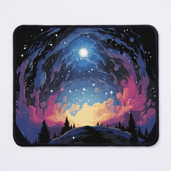 Item preview, Starry Night Sky Galaxy Pine Forest Painterly Space Art designed and sold by NaturesRepose.