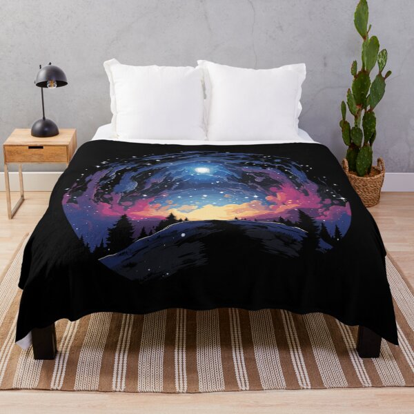 Item preview, Starry Night Sky Galaxy Pine Forest Painterly Space Art designed and sold by NaturesRepose.