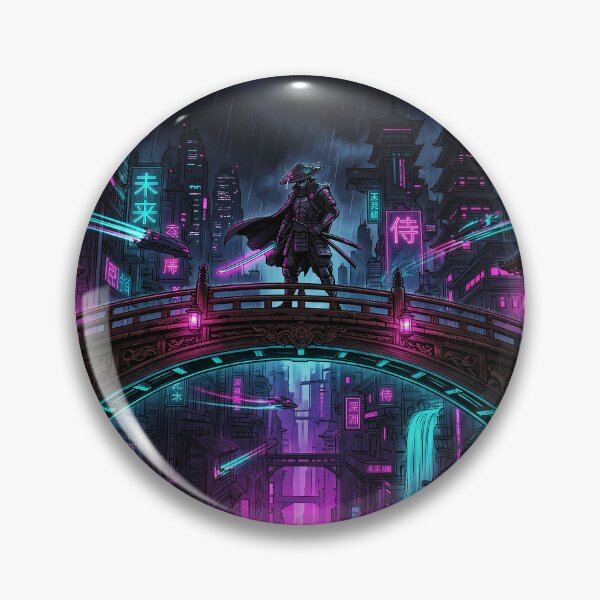 Item preview, Cyberpunk Samurai Bridge Neon Tokyo Art designed and sold by Osmose-Studio.