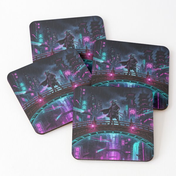 Item preview, Cyberpunk Samurai Bridge Neon Tokyo Art designed and sold by Osmose-Studio.