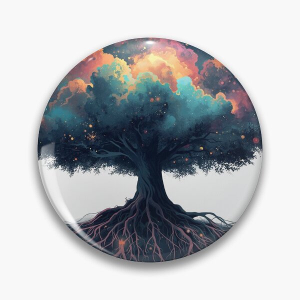 Artikelvorschau, Surrealer kosmischer Wald mit Nebelkronen und leuchtenden Wurzelsystemen entworfen und verkauft von catcurio.