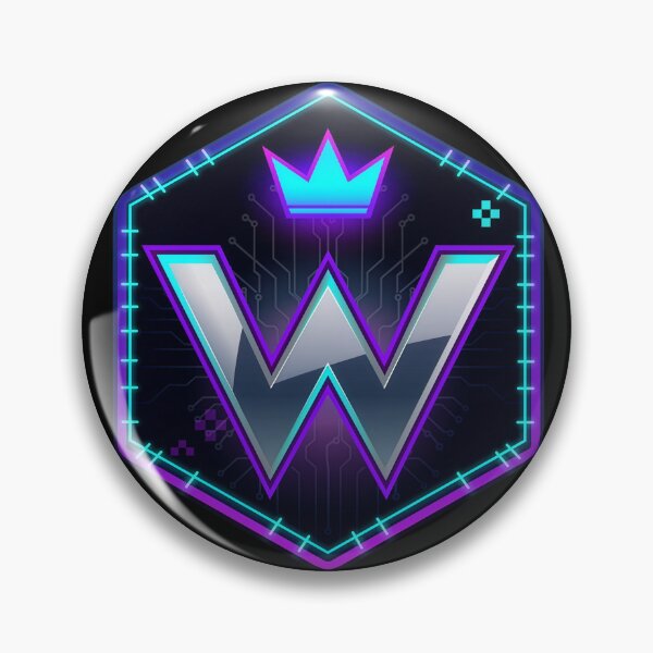Item preview, Hexagon crown letter W esports emblem chrome neon gaming badge winner logo designed and sold by icemanphotos.