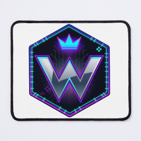 Item preview, Hexagon crown letter W esports emblem chrome neon gaming badge winner logo designed and sold by icemanphotos.