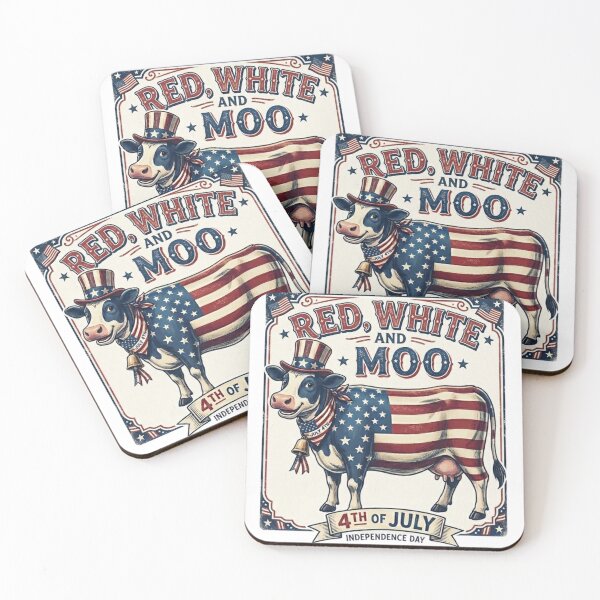 Item preview, Red White and Moo – Patriotic Highland Cow 4th of July Design designed and sold by MerchlyMike.