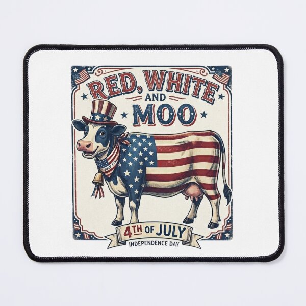 Item preview, Red White and Moo – Patriotic Highland Cow 4th of July Design designed and sold by MerchlyMike.