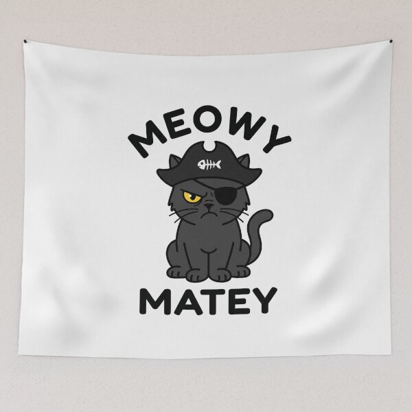 Item preview, Meowy Matey Funny Black Pirate Cat Sticker designed and sold by Mr-wow.