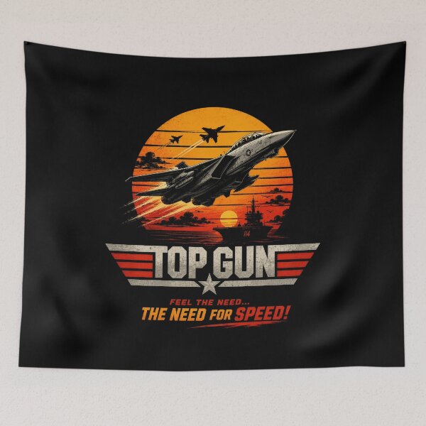 Item preview, The Need for speed - Top Gun Inspired Retro Fighter Jet Sunset Vintage Aviation  designed and sold by Kate1art.