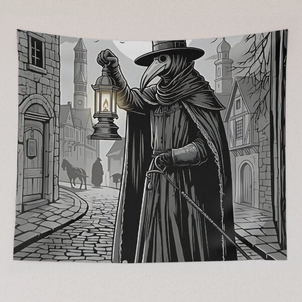 Item preview, Plague Doctor Vintage Lantern Medieval Steampunk Woodcut designed and sold by DarkOriginArts.
