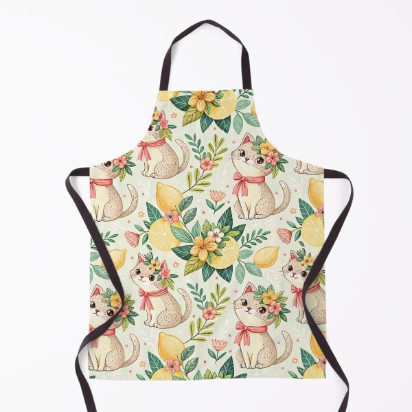 Item preview, Cute Lemon Cats Floral Pattern designed and sold by Petal & Pattern Co.