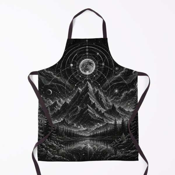 Item preview, Quantum Nightscape Mountains | Black & White Cosmic Forest Wall Art designed and sold by Templatemini.