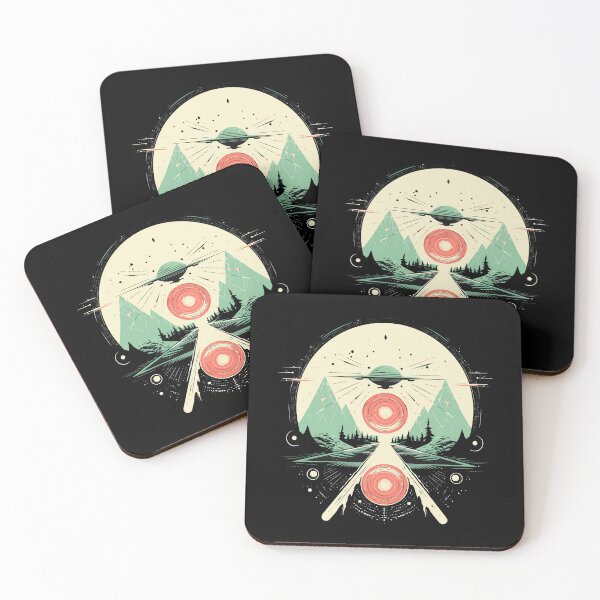 Item preview, Mid Century Modern UFO Mountain Geometric Retro Space Art designed and sold by NaturesRepose.