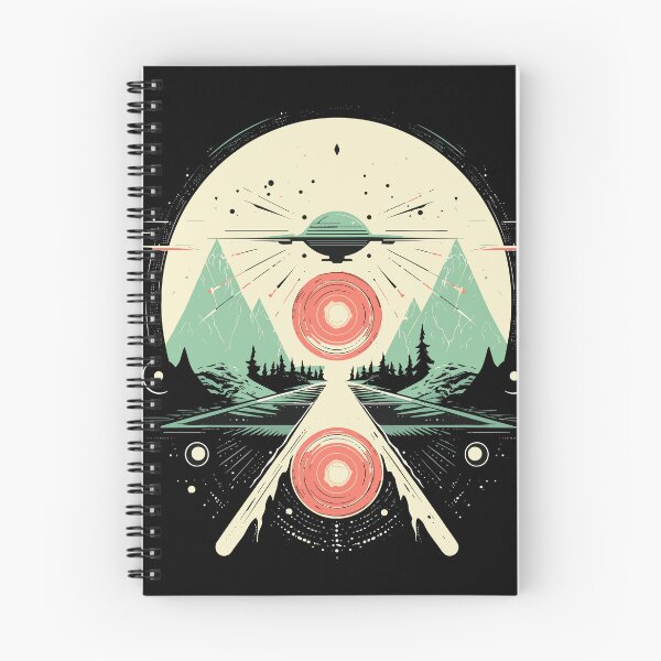 Item preview, Mid Century Modern UFO Mountain Geometric Retro Space Art designed and sold by NaturesRepose.