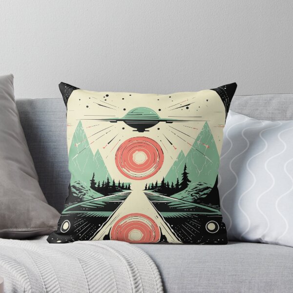 Item preview, Mid Century Modern UFO Mountain Geometric Retro Space Art designed and sold by NaturesRepose.