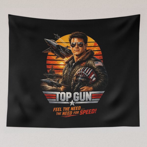 Item preview, Copy of The Need for speed - Top Gun Inspired Retro Fighter Jet Sunset Vintage Aviation  designed and sold by Kate1art.