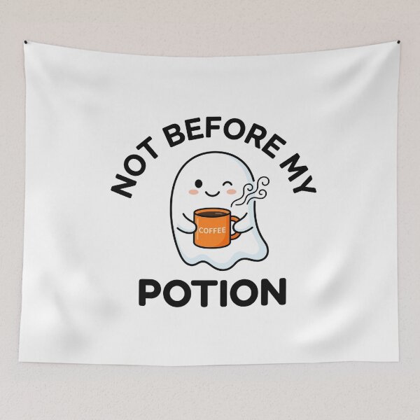 Item preview, Not Before My Potion Funny Halloween Ghost Sticker designed and sold by Mr-wow.