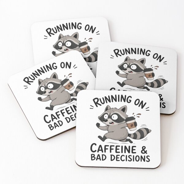 Item preview, Running On Caffeine And Bad Decisions Funny Raccoon Design designed and sold by INVITOARTE.