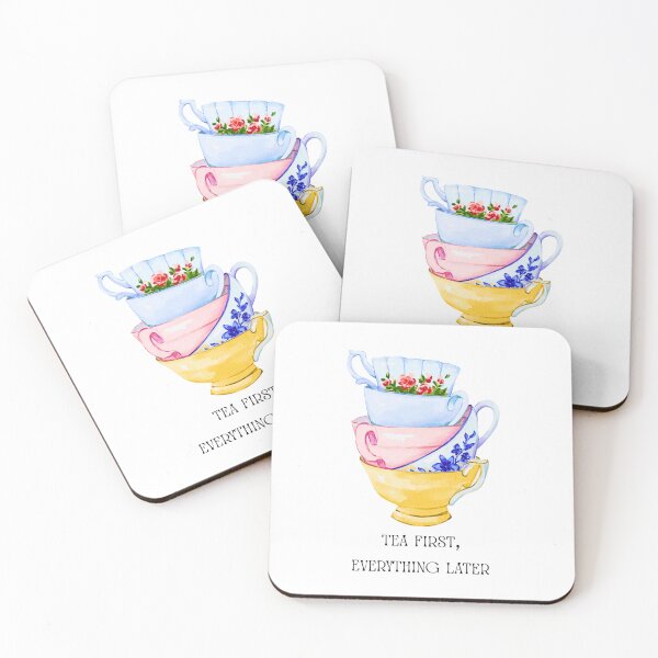 Item preview, Tea First Everything Later Watercolor Floral Poster  designed and sold by julyperson.