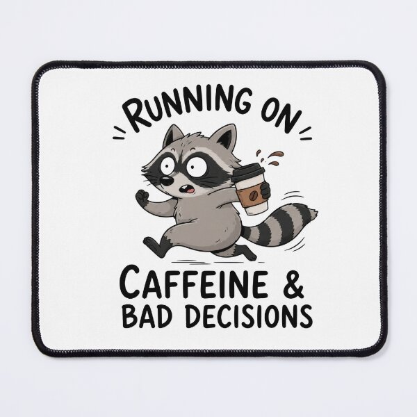 Item preview, Running On Caffeine And Bad Decisions Funny Raccoon Design designed and sold by INVITOARTE.