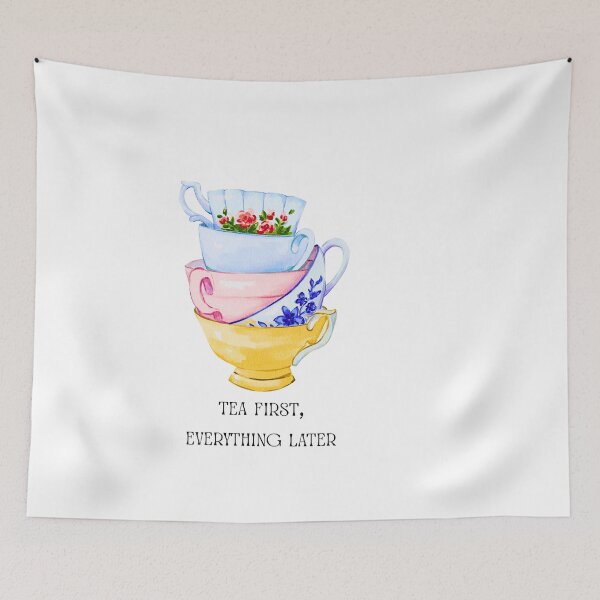Item preview, Tea First Everything Later Watercolor Floral Poster  designed and sold by julyperson.