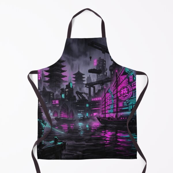 Item preview, Cyberpunk Samurai Harbor Neon Junk Ship Art designed and sold by Osmose-Studio ⭐⭐⭐⭐⭐.