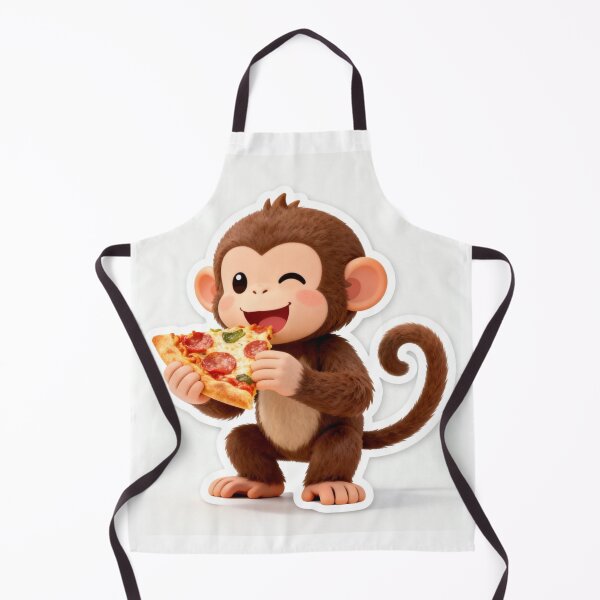 Artikelvorschau, Niedlicher, glücklicher Affe isst Pizza – Lustiger Tieraufkleber entworfen und verkauft von bakosshops.