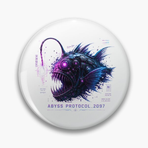 Item preview, Abyss Protocol 2097 Cyber Anglerfish – Dark Neon Deep Sea Monster Design designed and sold by FusiTink.