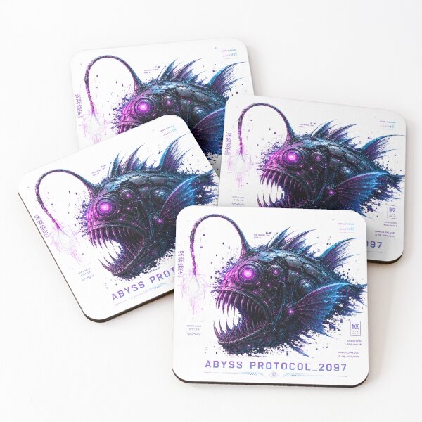 Item preview, Abyss Protocol 2097 Cyber Anglerfish – Dark Neon Deep Sea Monster Design designed and sold by FusiTink.